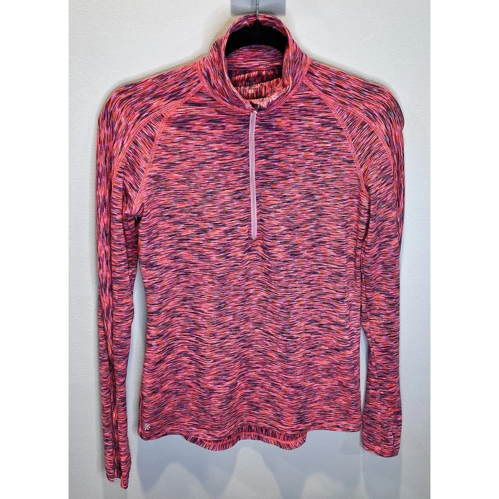 Athleta Womens XS Red Mendoza 1/2 Zip Pullover Activewear Jacket Space Dye